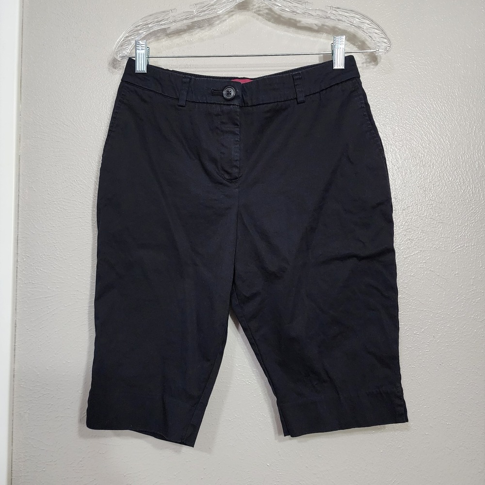 212 Collection Women's Bermuda Shorts Size 4P Black Stretch Mid Rise Casual‎
